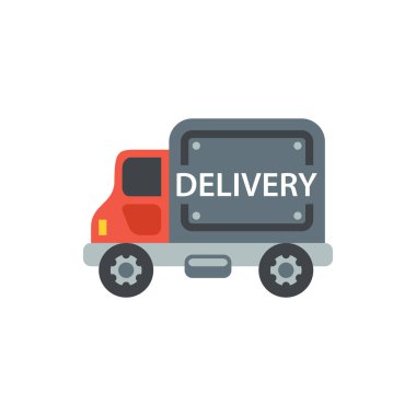 Pankart için şirin teslimat kamyonu simgesi, genel tasarım baskısı ve biz
