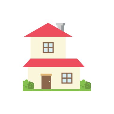 Pankart için şirin ayrık ev simgesi, genel tasarım baskısı ve biz