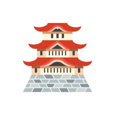 Bayrak için sevimli Japon kalesi simgesi, genel tasarım baskısı ve w