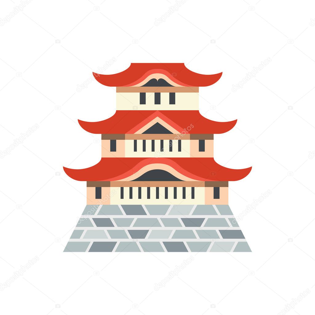 Cute Japanese castle icon for banner, general design print and w