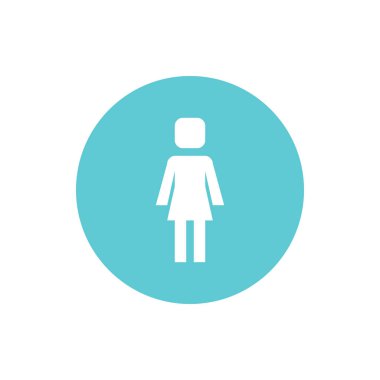 Pankart, genel tasarım baskısı ve web siteleri için WC kadın simgesi. Görüntü vektörü