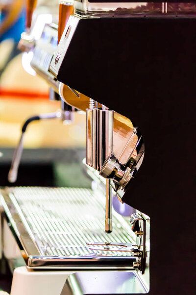 Beauty art in design on part and element of modern espresso coffee maker.