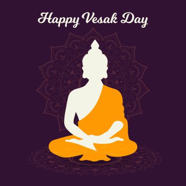 Mutlu Vesak Günü ya da Buda Purniması için güzel ve yaratıcı tasarım illüstrasyonu, vektörü olan soyut, afiş ya da poster
