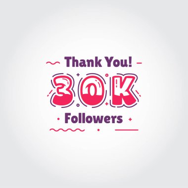 30000 Teşekkürler Medya Sosyal Tasarımı Vektörünü İzleyenler