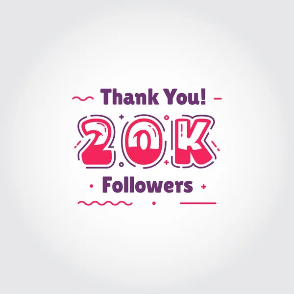 20000 Grazie seguaci vettoriale per la progettazione sociale dei media — Vettoriale Stock
