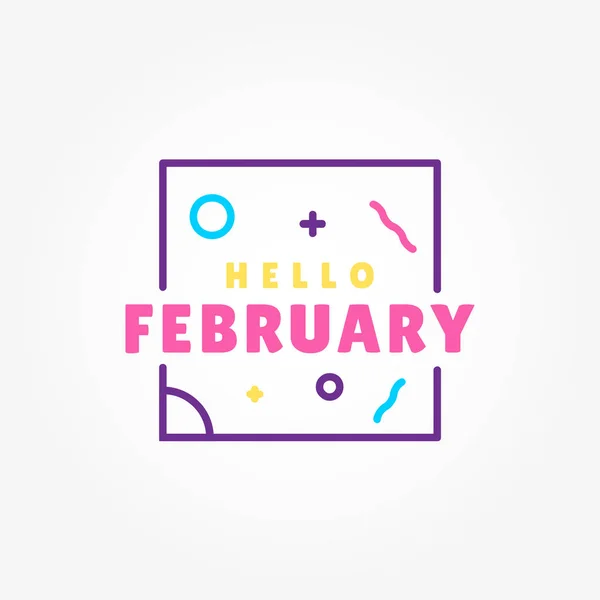 Hello February Vector Design Template Background — ストックベクタ