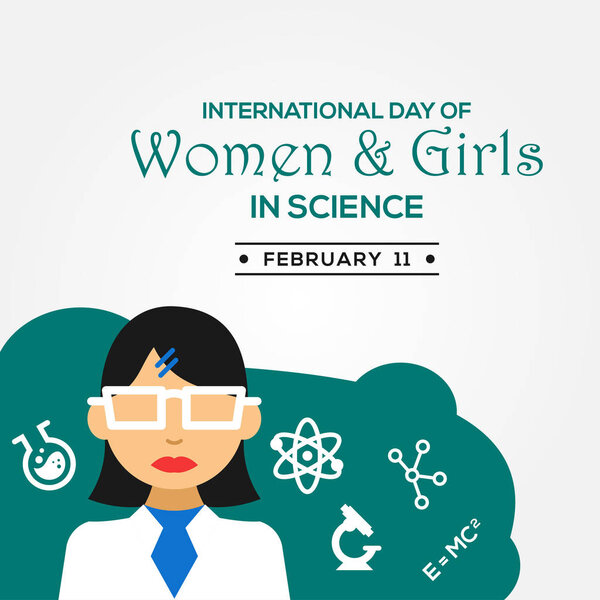 International Day Of Women And Girls In Science Design Vector For Banner or Background