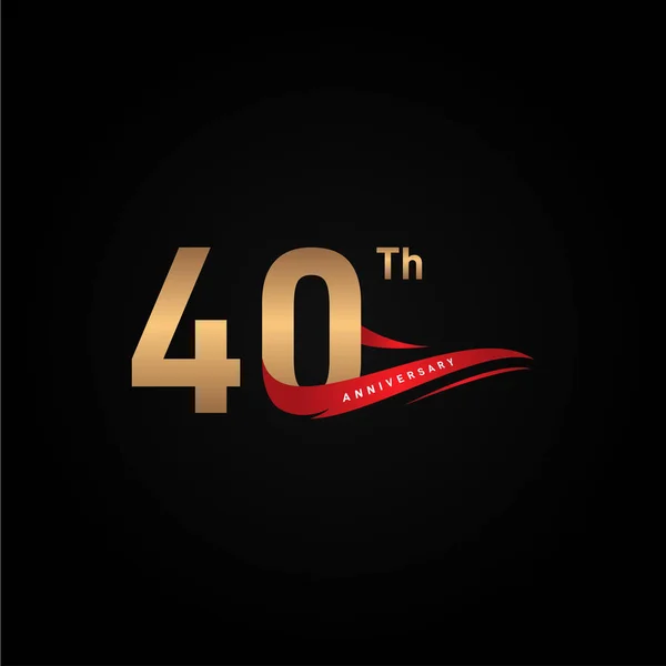 40η Επέτειος αριθμοί κορδέλα για τον εορτασμό στιγμή — Διανυσματικό Αρχείο
