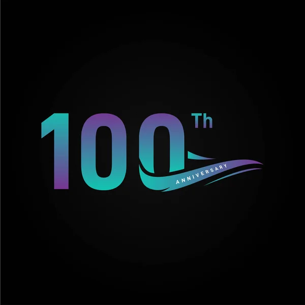 Números do gradiente do aniversário da fita 100th para comemorar o momento —  Vetores de Stock