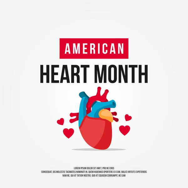 Diseño del vector del mes del corazón americano para la bandera o el fondo — Vector de stock