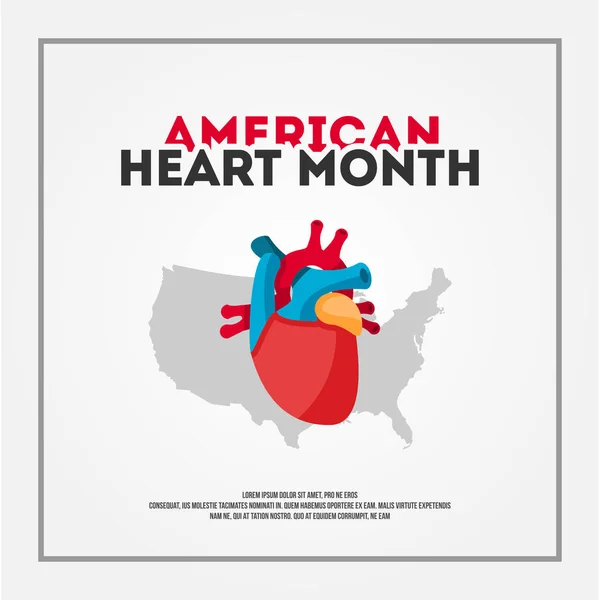 Diseño del vector del mes del corazón americano para la bandera o el fondo — Vector de stock