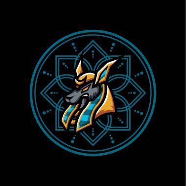 Mandala Giysi Arkaplanı ile Anubis Vektör Tişört Tasarımı