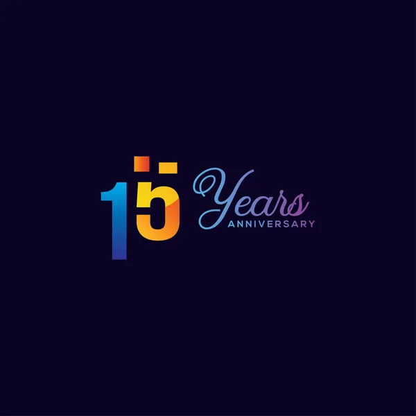 15 Aniversario Números Diseño de gradiente — Archivo Imágenes Vectoriales
