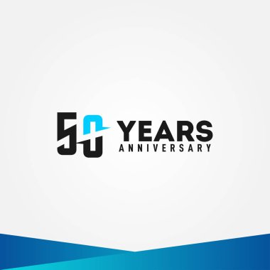 50 Yıl Yıldönümü Siyah Mavi Zarif Tasarım