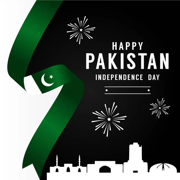 Dzień Niepodległości Pakistanu Projekt Wektora Narodowego Dnia Świętowania Momentu — Wektor stockowy