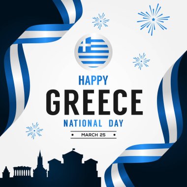 Yunanistan 'ın Bayrak veya Arkaplan İçin Bağımsızlık Günü Vektör Tasarımı