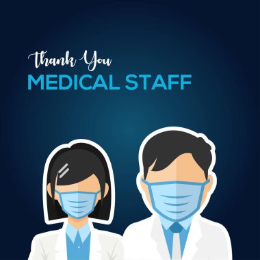Teşekkürler Doktor, Hemşire, Tebrik Tasarımı için Tıbbi Personel Vektörü