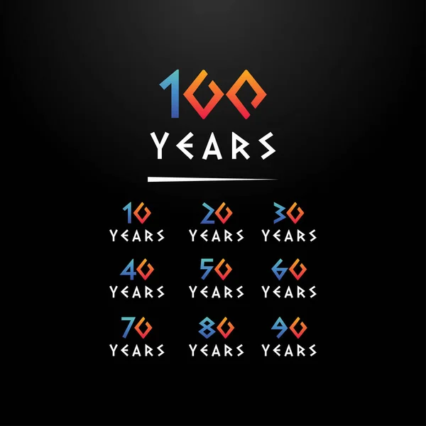 Einzigartiges 100 Gradient Number Anniversary Design — Stockvektor