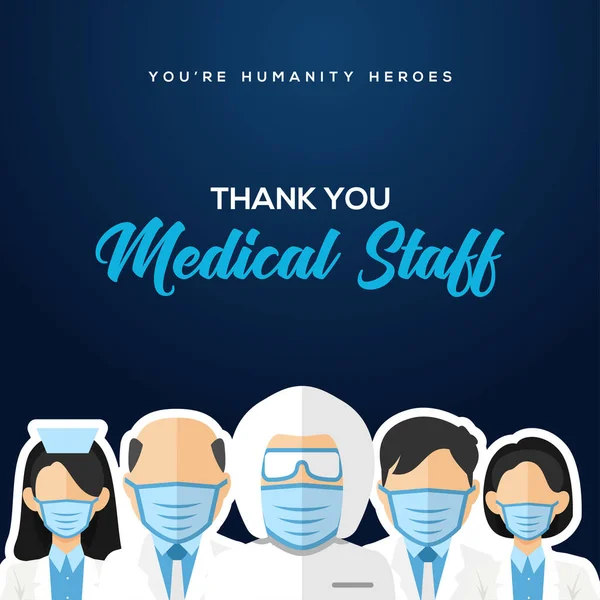 Thank You Doctor Nurse Medical Staff Vector Greeting Design — Stock Vector