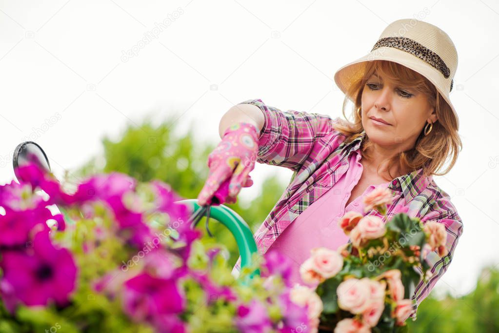 Woman planting flowers
