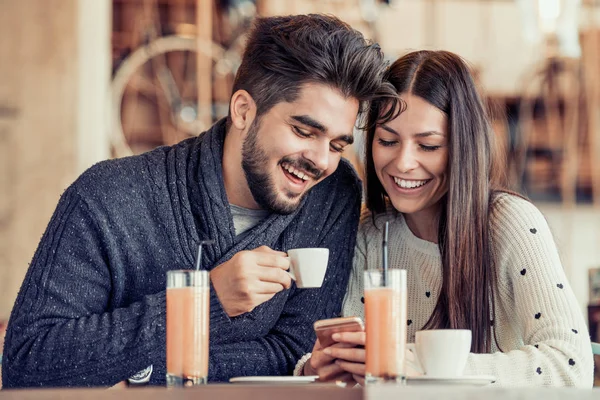 Romantic couple having rest in cafe — Stock Photo, Image