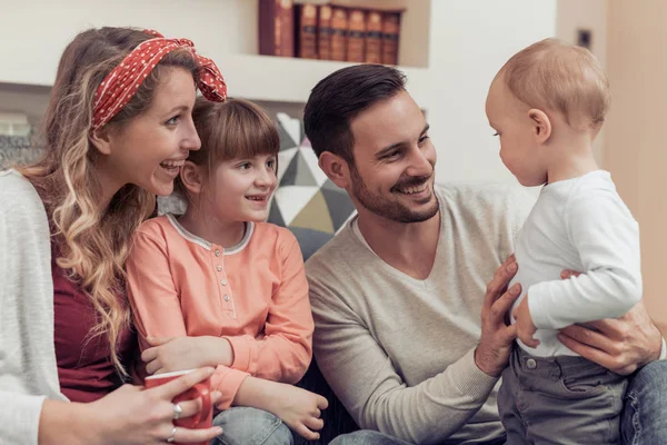 Happy family having fun at home — Stock Photo, Image