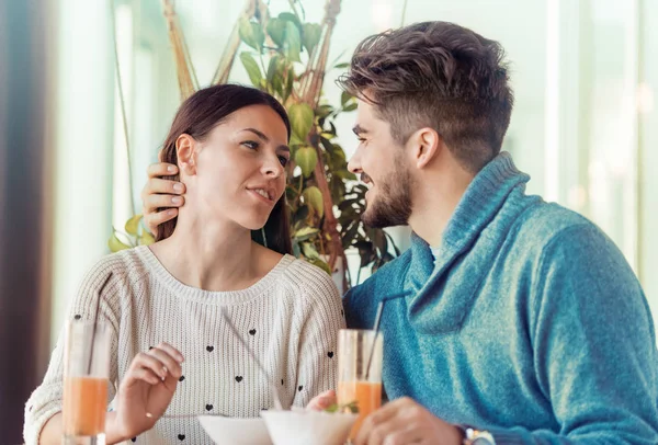 Romantic couple having rest in cafe — Stock Photo, Image