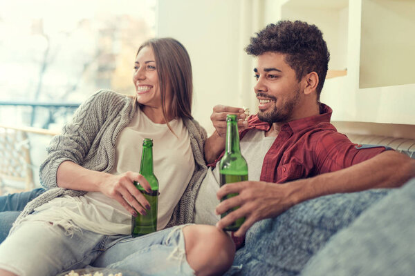 Couple in love enjoying free time