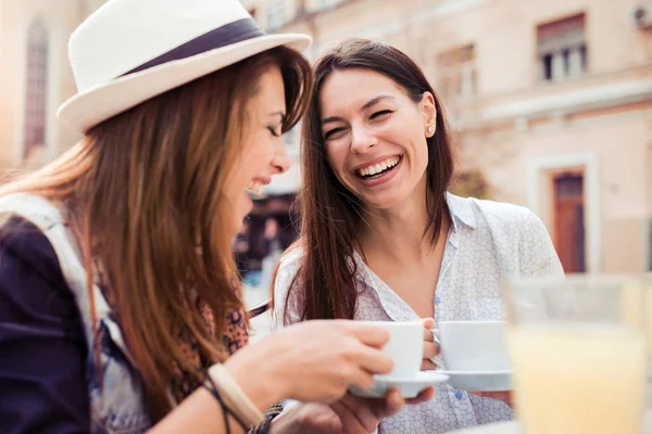 Twee vrouwen spreken in café — Stockfoto