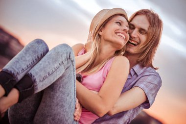 Çift zevk güzel gün batımı 