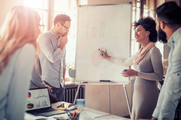 Young business team celebrating a triumph with arms up — Stock Photo, Image