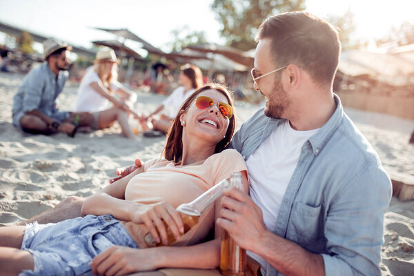 Romantic young couple on the beach