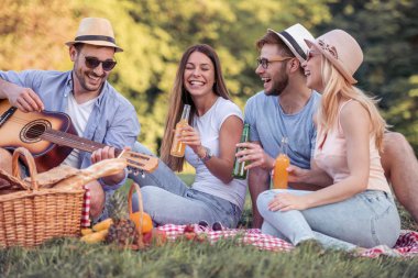 Grup piknik parkta gündüz arkadaşınızla