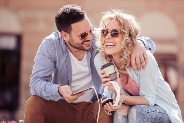 Young Couple Spending Time Together Outdoors — Stock Photo, Image