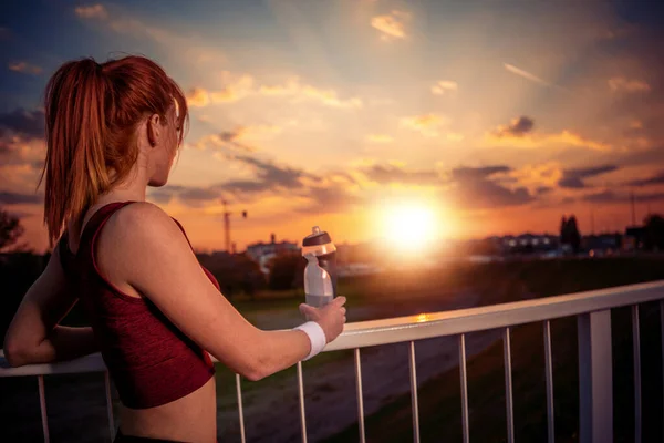 Porträt Einer Fitness Frau Nach Dem Training Der Stadt Fitness — Stockfoto