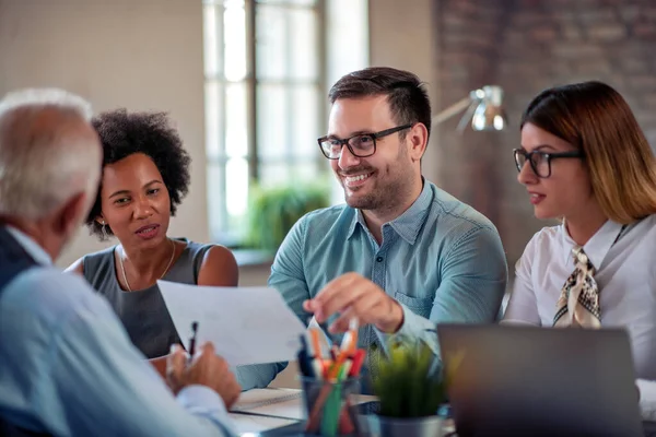 Senior Man Job Interview Three Members Management — Stock Photo, Image