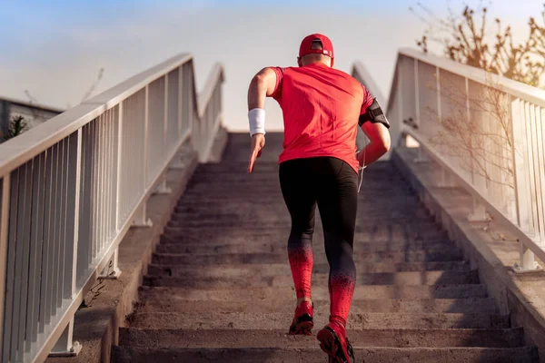 Fitness Adamı Dışarıda Koşuyor Egzersiz Yaşam Tarzı Kavramı — Stok fotoğraf
