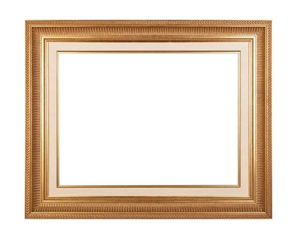 Empty golden vintage frame isolated on white background — Stock Photo, Image