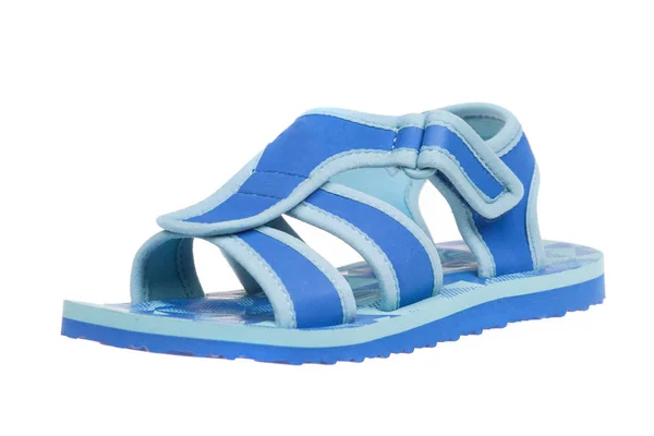 Sandalo blu per bambini, isolato su sfondo bianco — Foto Stock