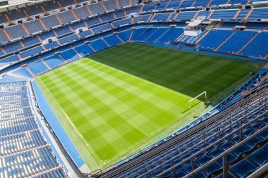 Madrid, İspanya - Mayıs 14, 2009: Mayıs 14, 2009 tarihinde Real Madrid Madrid, İspanya, Santiago Bernabeu Stadyumu. Real Madrid CF 1902 yılında kurulmuştur. FIFA göre Xx yüzyılın en iyi kulübü.