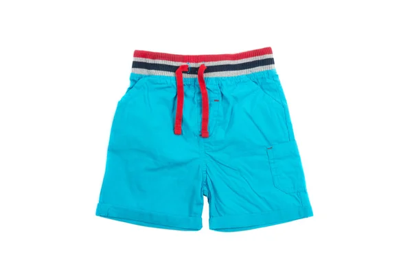 Pantaloncini blu per nuotare per uomini o bambini, isolati su bianco — Foto Stock