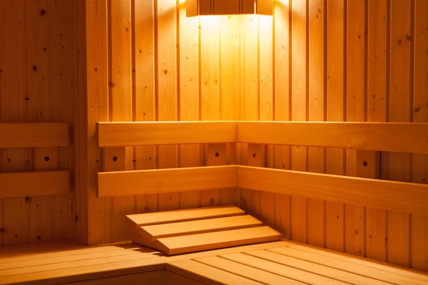 Standard wooden sauna interior — Stock Photo, Image