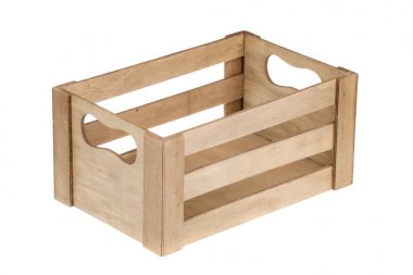 Boş tahta sandık üzerinde beyaz izole