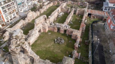 Roma kalıntıları. Eski Roma hamamları Odessos, Varna, Bulgaristan