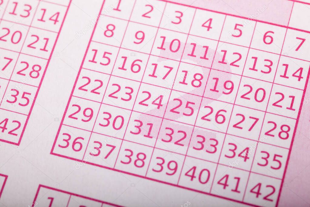 Closeup of lottery ticket numbers