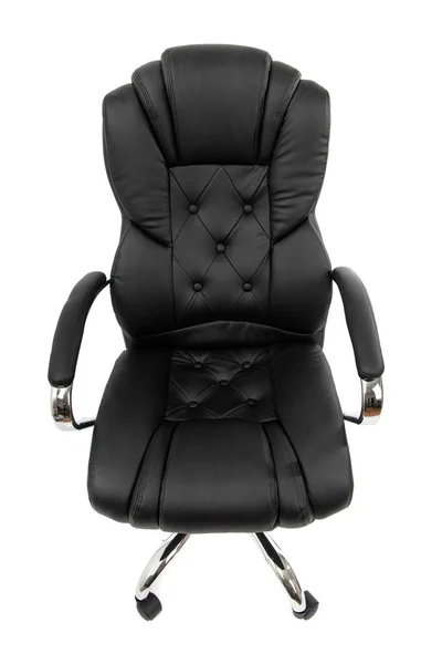 Black leather office chair isolated on white. Top view — Stock Photo, Image