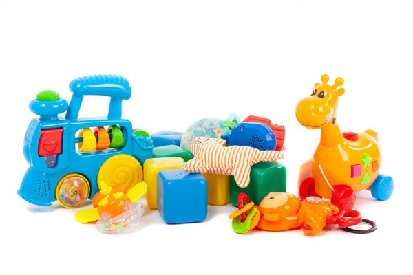 Colección de juguetes de bebé aislado en blanco — Foto de Stock