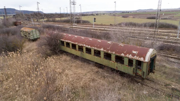 Abandoned Old Railway Wagons Station Old Train Wagons — Stock Photo, Image