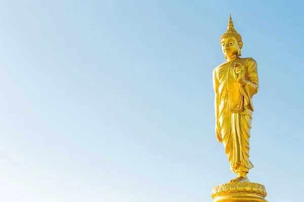 Stojící Buddha Socha Blue Sky Veřejné Mezník Chanthaburi Thajsko — Stock fotografie