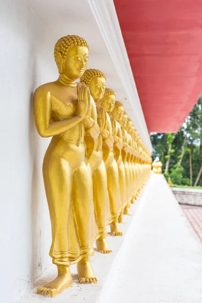 Gyllene Buddhastaty Väggen Offentliga Temple Thailand — Stockfoto
